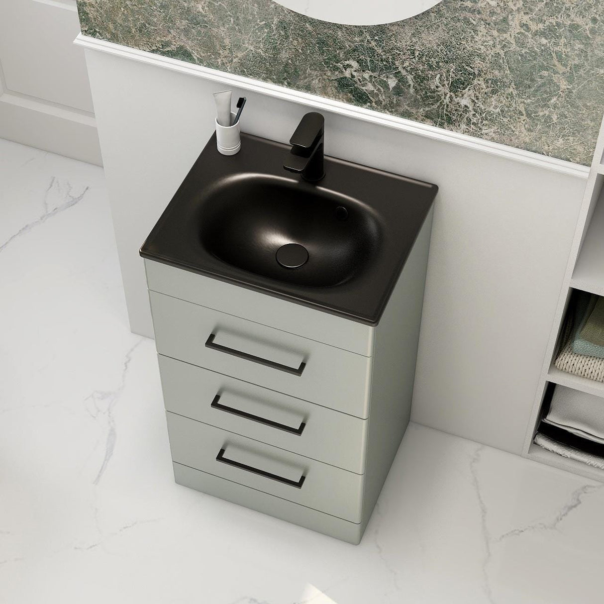 Imex Croma Floor Standing Three Door 500mm Vanity Unit with 1 Tap Hole Basin