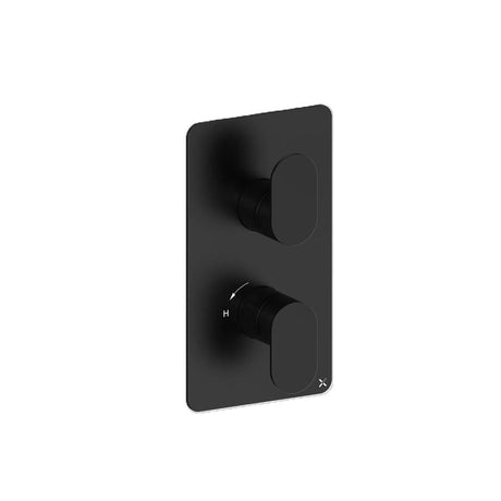 Crosswater Concealed Shower Valve Matt Black Crosswater Drift 2 Outlet, 2 Handle Vertical Concealed Shower Valve