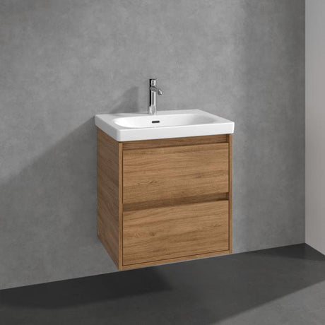 Villeroy & Boch Wall Mounted Vanity Unit Oak Kansas Villeroy & Boch Skyla Wall Mounted 600mm Two Drawer Vanity Unit with Basin