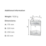 Smedbo Basket Smedbo Beslagsboden Frame Self-Adhesive Two Tier Corner Shower Basket