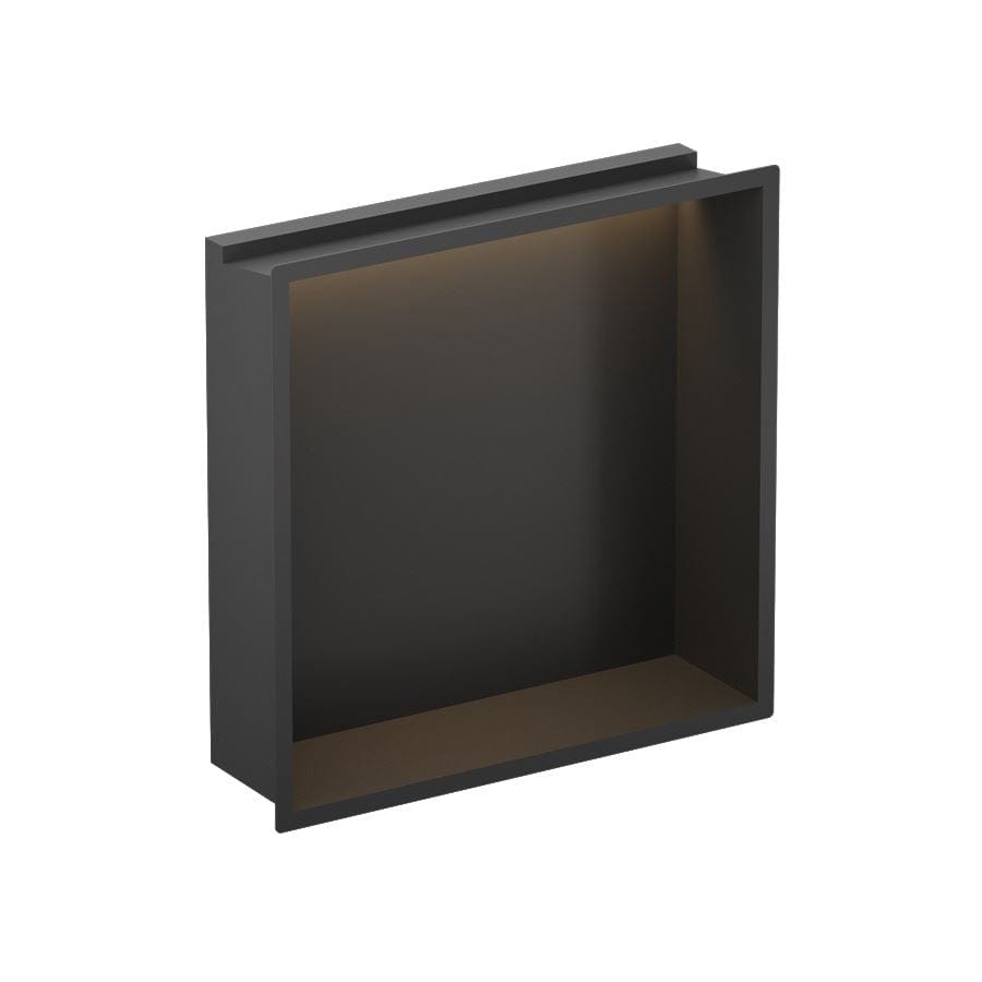 Crosswater Shower Niche Matt Black Crosswater Square Shower Niche with LED - 305 x 305 x 80mm for Stud Walls