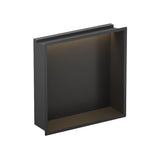 Crosswater Shower Niche Matt Black Crosswater Square Shower Niche with LED - 305 x 305 x 80mm for Stud Walls
