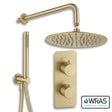 Aquarius Bathrooms Concealed Shower Set Brushed Brass Aquarius RainLux 2 Outlet Thermostatic Shower Set with Shower Head and Single Function Handset