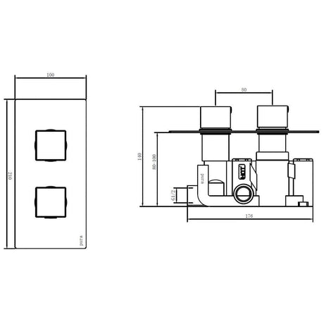 Imex Concealed Shower Set Imex Bloque Single Outlet Concealed Shower Valve Set with Riser Kit