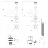 Aquarius Bathrooms Pillar Bath Tap Aquarius Clarence Traditional Brassware Pack with Bath and Basin pillar Taps and Wastes