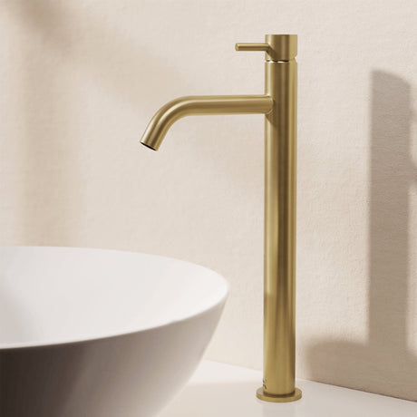 Crosswater Tall Basin Tap Brushed Brass Crosswater MPRO Deck Mounted Tall Basin Mixer Tap