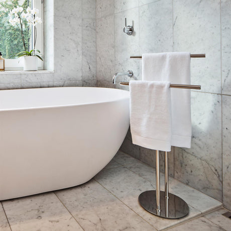 Smedbo Towel Rails and Rings Polished Stainless Steel Smedbo Outline Freestanding Double Towel Rail