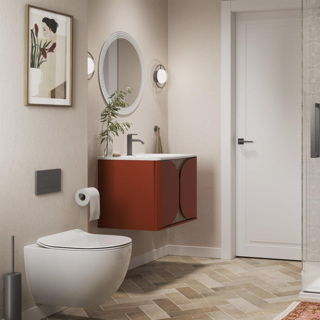 Crosswater Wall Mounted Vanity Unit Crosswater Tambour Vanity Unit with Basin or Worktop - 600mm - One Drawer - Wall Mounted