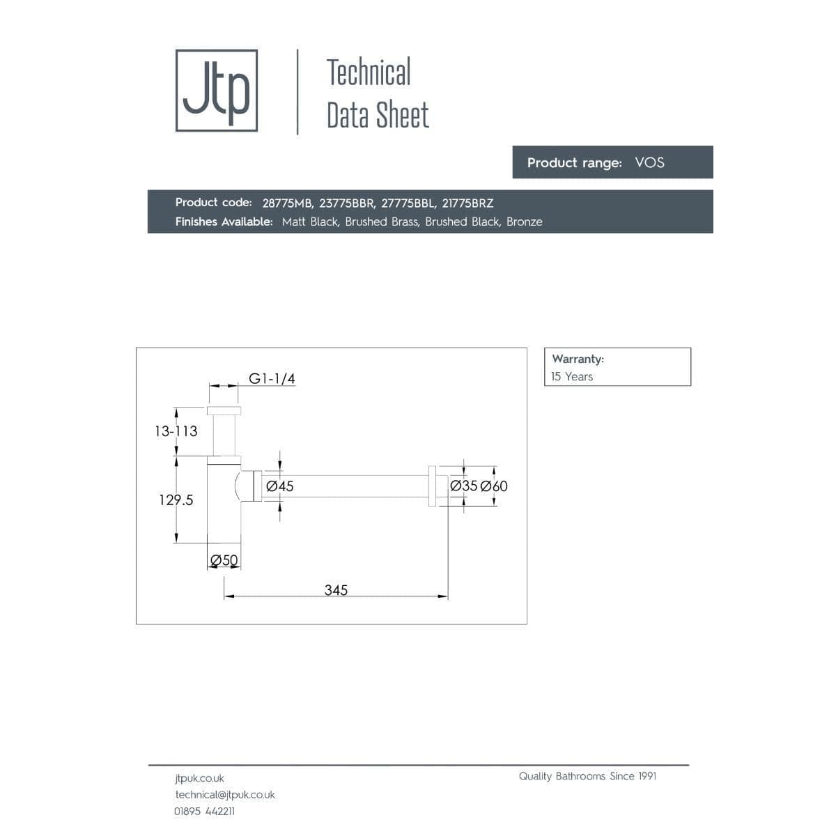 JTP Bottle Trap JTP VOS Bottle Trap