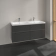 Villeroy & Boch Wall Mounted Vanity Unit Graphite with Chrome Handles Villeroy & Boch Subway 3.0 Wall Hung 1200mm Four Drawer Double Vanity Unit with Basin