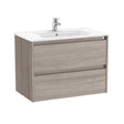 Roca Wall Mounted Vanity Unit City Oak Roca Tenet 800mm Wall Mounted Two Drawer Vanity Unit with Basin