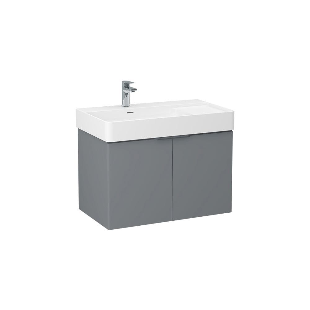 Imex Wall Mounted Vanity Unit Imex Blade Wall Mounted 800mm Double Door Vanity Unit with Basin in Matt Grey