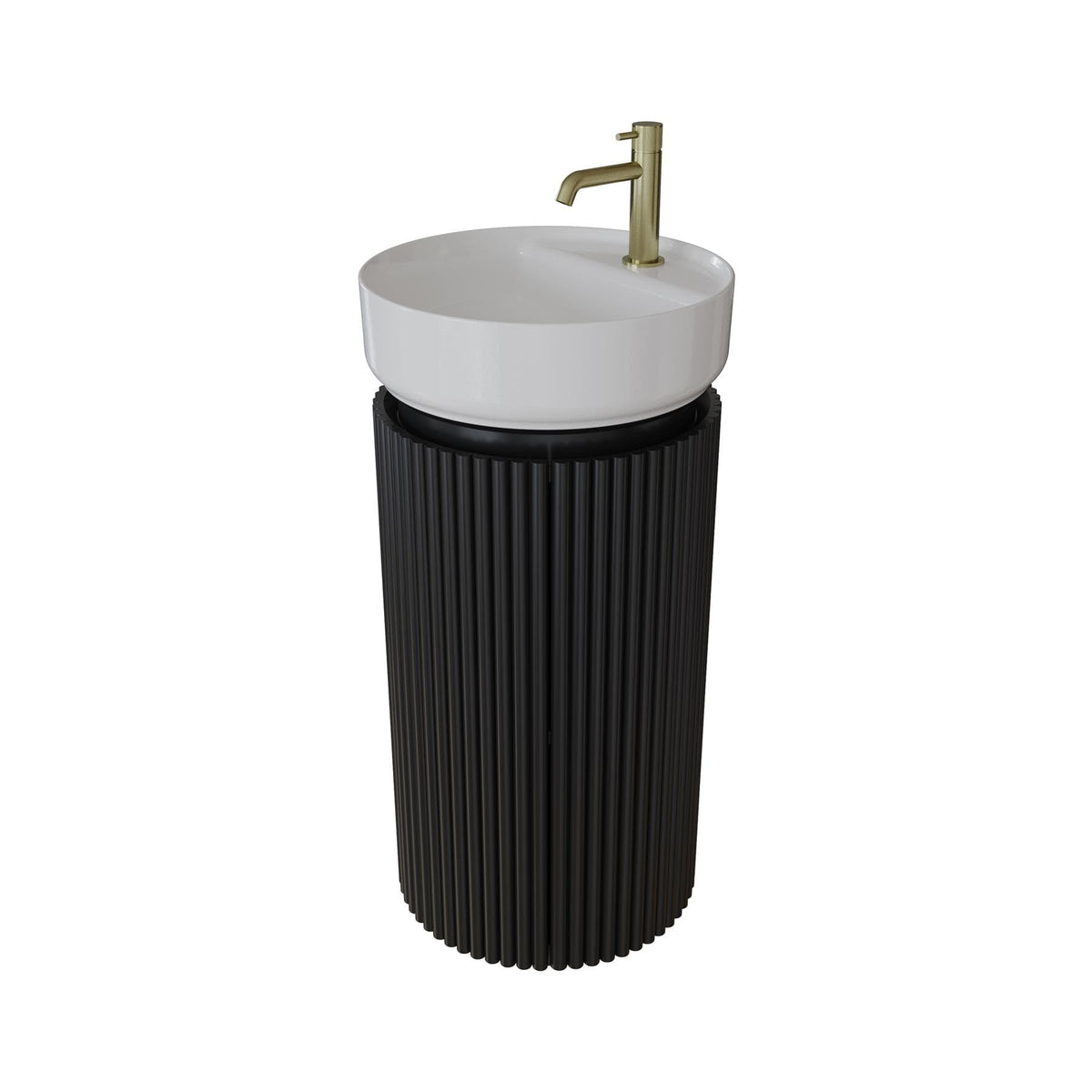 Saneux Oxford 400mm Floor Standing Round Fluted Vanity Unit with Basin