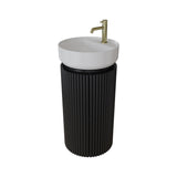 Saneux Oxford 400mm Floor Standing Round Fluted Vanity Unit with Basin
