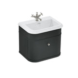 Burlington Wall Mounted Vanity Unit Matt Black / Ceramic Basin - 3 Tap Hole / Brushed Nickel Burlington Chalfont 650mm Wall Mounted Single Drawer Vanity Unit with Basin