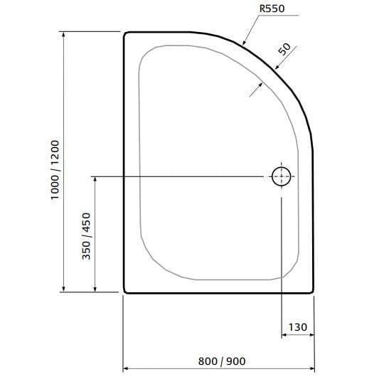 UK Bathroom Store Aquarius Pluvia 45mm Stone Resin Offset Quadrant Shower Tray