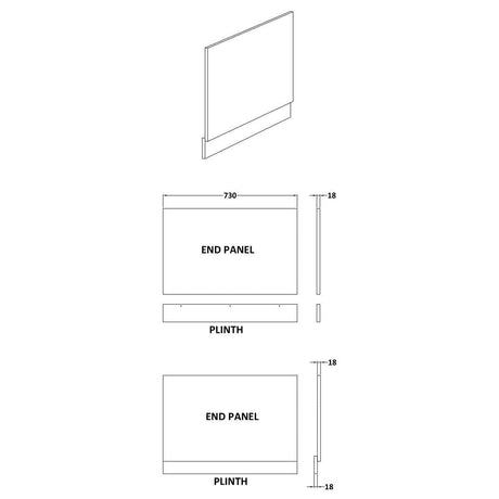 Aquarius Bathrooms Bath Panel Aquarius Halite Waterproof End Bath Panel in Matt Grey