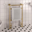Eastbourne Inset Radiator Central Heating Eastbrook Isbourne Straight Vertical Traditional Radiator in Brushed Brass/Gloss White