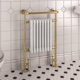 Eastbourne Inset Radiator Central Heating Eastbrook Isbourne Straight Vertical Traditional Radiator in Brushed Brass/Gloss White