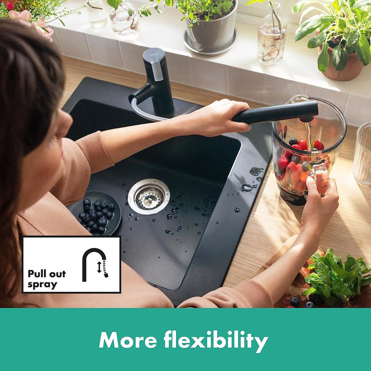 Hansgrohe Kitchen Tap Hansgrohe Zesis M33 Single Lever Kitchen Mixer Tap 150 with Pull-Out Spray