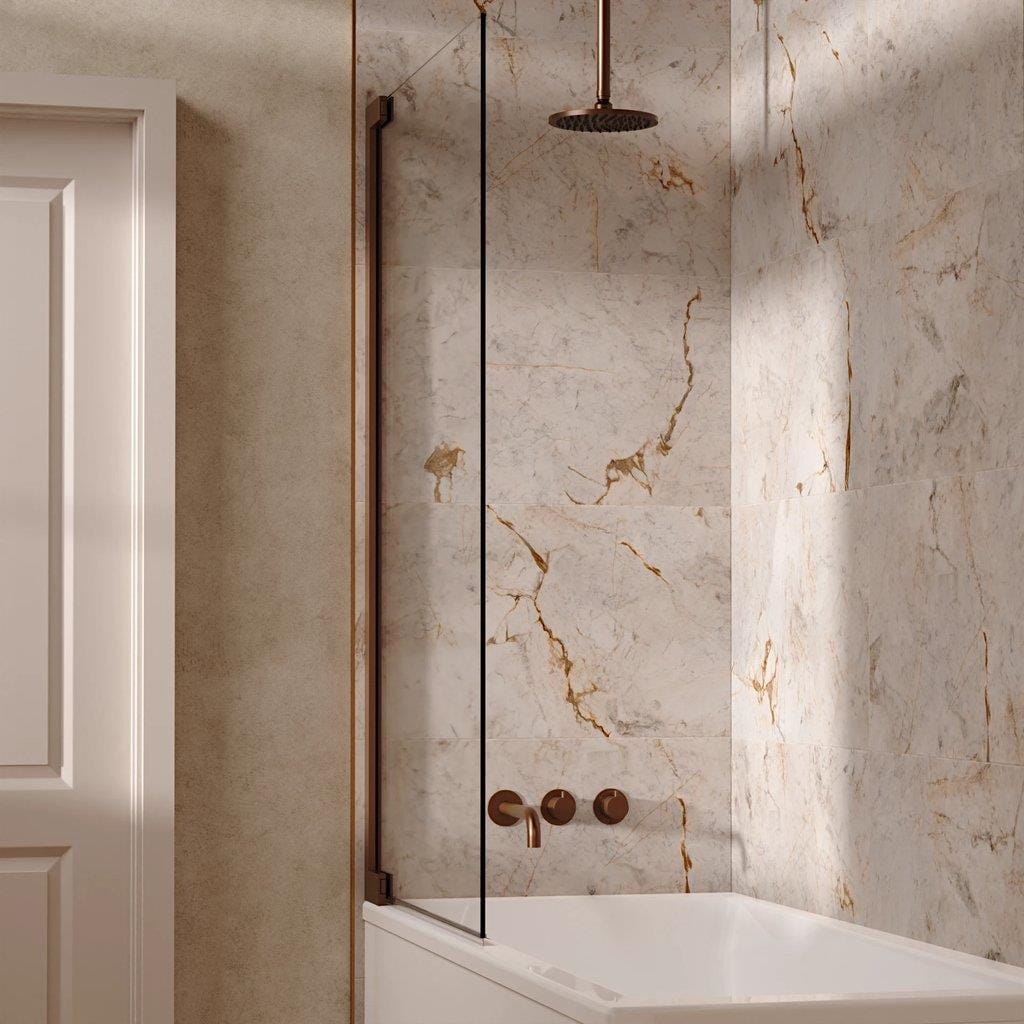 UK Bathroom Store Concealed Shower Set Brushed Bronze / Ceiling Arm / 200mm Crosswater Module Shower Set 3 with Fixed Overhead Shower and Bath Spout