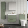 Aquarius Bathrooms Wall Mounted Vanity Unit Satin Green Aquarius Brisbane 600mm Wall Hung 2 Drawer Vanity Unit with 1 Tap Hole Mid Edge Basin