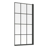 Aquarius Bathrooms Bath Screen Aquarius LevAqua Crittall Style 6mm Framed Hinged Bath Screen in Matt Black