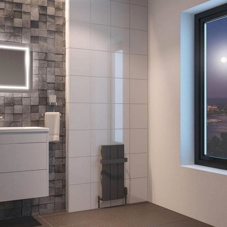 Eastbrook Panel Radiator 600 x 280 / Dual Fuel Eastbrook Peretti Straight Vertical Aluminium Radiator in Matt Anthracite