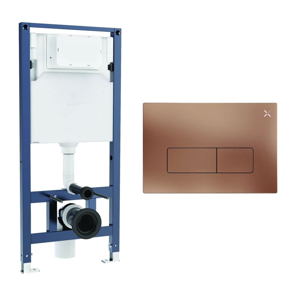 Crosswater Wall Hung WC Frame MPRO Plate in Brushed Bronze Crosswater 1.12m Dual Flush WC Support Frame Set with Flush Plate