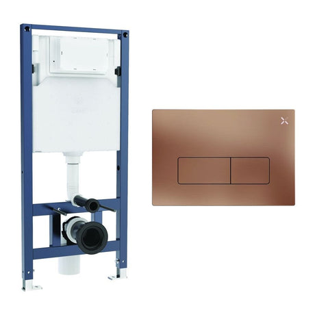 Crosswater Wall Hung WC Frame MPRO Plate in Brushed Bronze Crosswater 1.12m Dual Flush WC Support Frame Set with Flush Plate