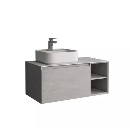 Aquarius Wall Mounted Vanity Unit Slate / Solid White Aquarius JF-Series 900mm Single Drawer Vanity Unit with Countertop