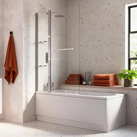 Aquarius Bathrooms Bath Screen Aquarius LevAqua Deluxe Two Panel Folding Bath Screen in Chrome