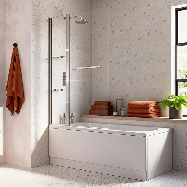 Aquarius Bathrooms Bath Screen Aquarius LevAqua Deluxe Two Panel Folding Bath Screen in Chrome