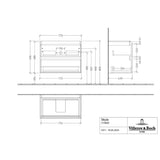 Villeroy & Boch Wall Mounted Vanity Unit Villeroy & Boch Skyla Wall Mounted 800mm Two Drawer Vanity Unit with Basin