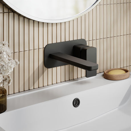 Aquarius Bathrooms Wall Mounted Basin Tap Matt Black Aquarius Tetra Wall Mounted 2 Tap Hole Basin Mixer Tap