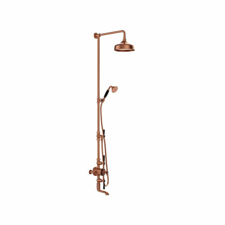 Vado Exposed Shower Set Brushed Bronze/Black Booth & Co. Axbridge Exposed 3 Outlet Shower Set with Fixed Shower Head, Handset and Bath Spout