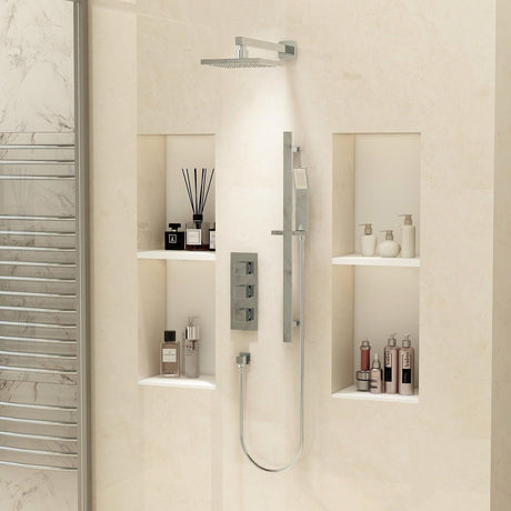 Imex Concealed Shower Set Imex Bloque 3 Handle Double Outlet Concealed Shower Set with Riser Kit