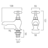 Vado Pillar Bath Tap Booth & Co. Axbridge Crosshead Bath Pillar Taps (Pair)