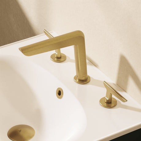 Crosswater 3 Tap Hole Basin Set Brushed Brass Crosswater Foile 3 Hole Basin Mixer Tap