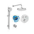 Roca Concealed Shower Set Chrome Roca T-3000 Round Switch Thermostatic Concealed Shower Valve with Rainshower Head, Shower Handset and Slide Rail Set
