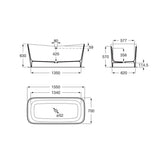 Roca Modern Freestanding Bath Roca Maui Square Freestanding Stonex® Oval Bath with Click-Clack Waste