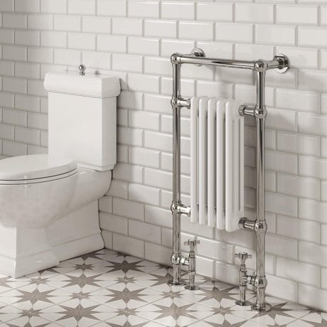 Reina Inset Radiator Reina Oxford Central Heating Traditional Towel Radiator in Chroma/White - 960 x 500mm