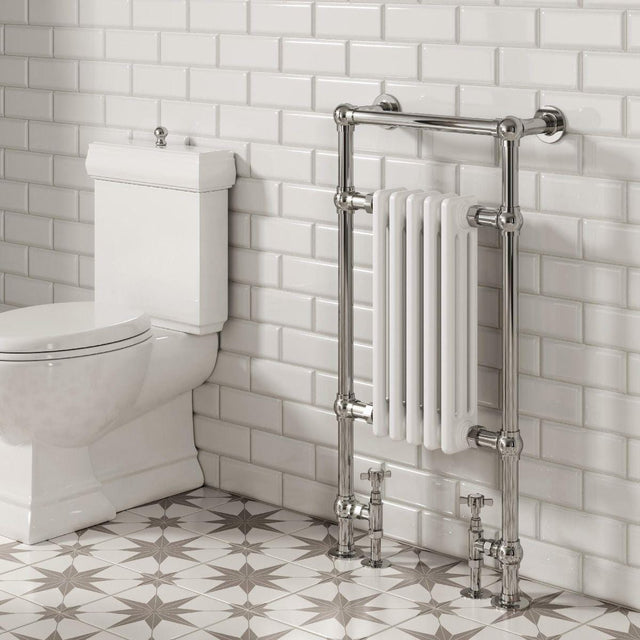 Reina Inset Radiator Reina Oxford Central Heating Traditional Towel Radiator in Chroma/White - 960 x 500mm