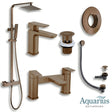 Aquarius Bathrooms Exposed Shower Set Brushed Bronze Aquarius Hydro Complete Shower Brassware Pack with Basin Mixer, Bath Mixer & Round Exposed Shower
