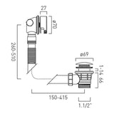 UK Bathroom Store Vado Clic-Clac Bath Filler Waste and Overflow