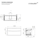 Crosswater Wall Mounted Vanity Unit Crosswater Glide II Wall Mounted Two Drawer Vanity Unit with Worktop