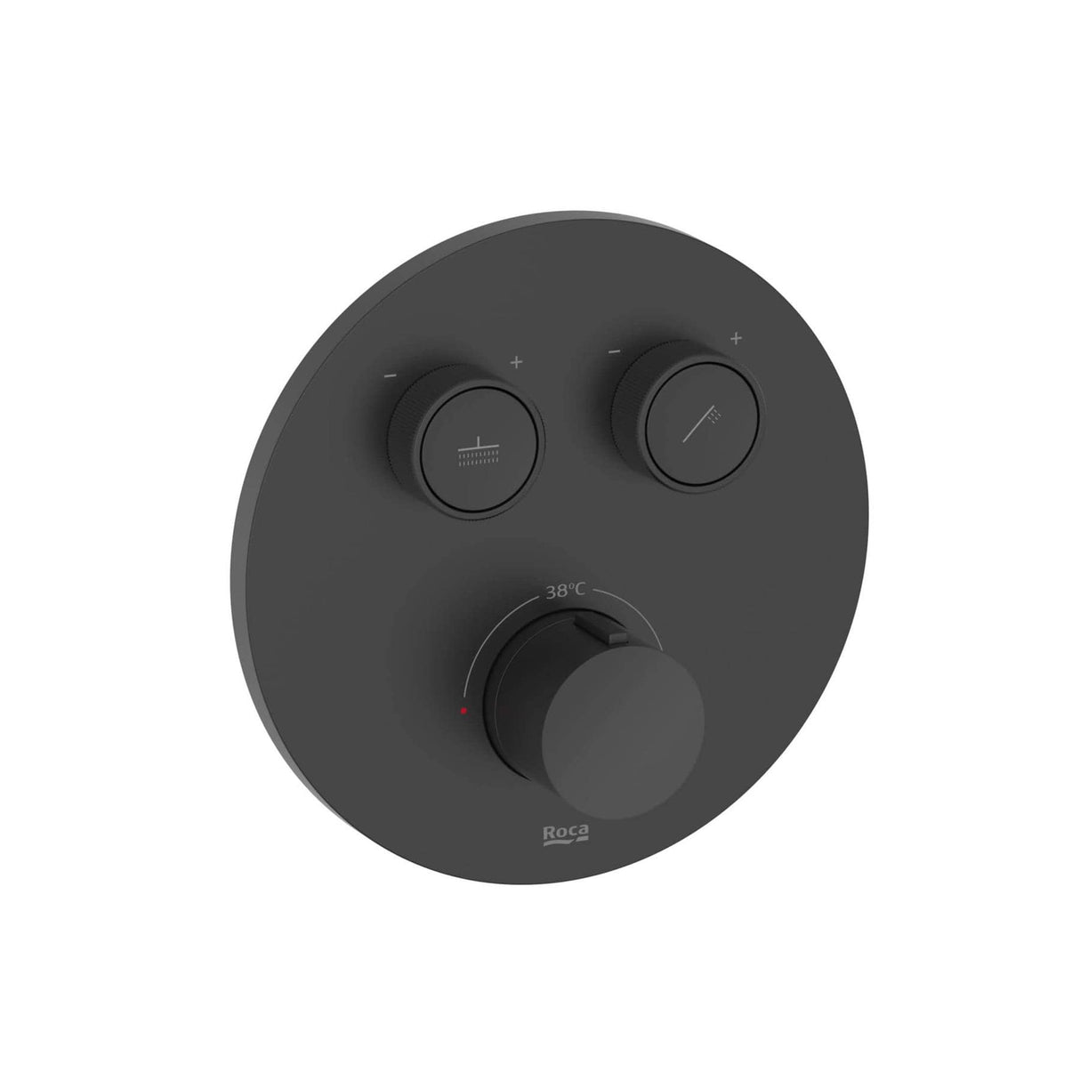 Roca Concealed Shower Set Roca T-3000 Round Switch Thermostatic Concealed Shower Valve with Rainshower Head, Shower Handset and Slide Rail Set