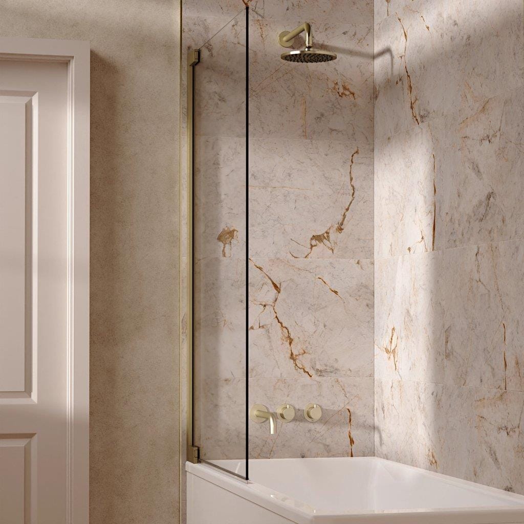 UK Bathroom Store Concealed Shower Set Brushed Brass / Wall Arm / 200mm Crosswater Module Shower Set 3 with Fixed Overhead Shower and Bath Spout