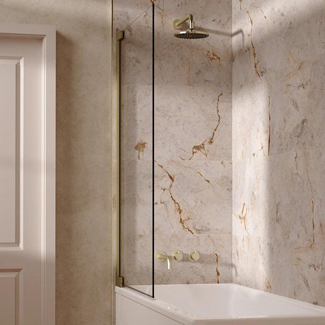 UK Bathroom Store Concealed Shower Set Brushed Brass / Wall Arm / 200mm Crosswater Module Shower Set 3 with Fixed Overhead Shower and Bath Spout