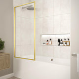 Merlyn Bath Screen Brushed Brass Merlyn 8mm Fixed Framed Single Square Bath Screen